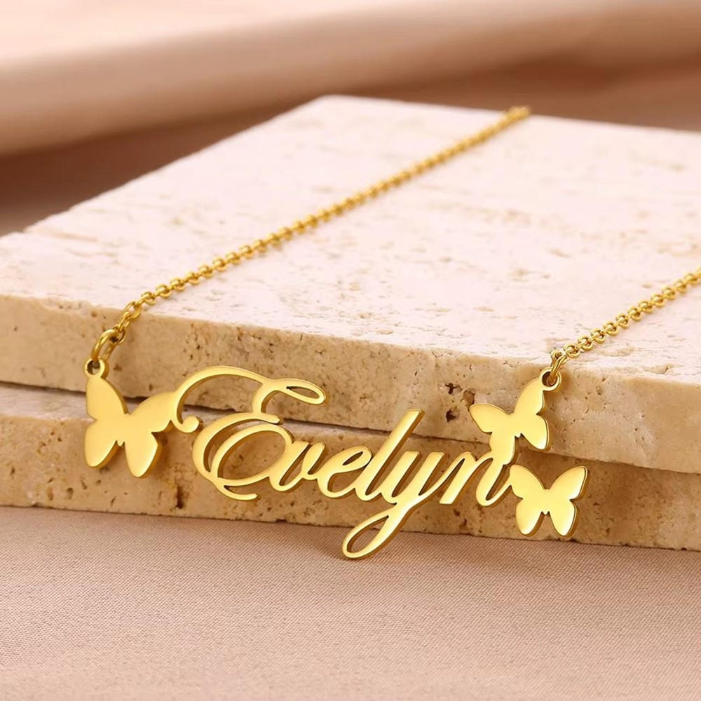 Birth Flower Necklace - Colar com nome personalizado, joias personalizadas,