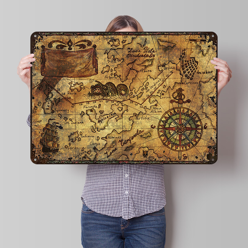 Custom Map Poster - Mapa Vintage do Mundo Impresso em