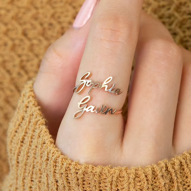 Anéis de nome duplo personaliz - Initial Ring Custom avaliação e preço