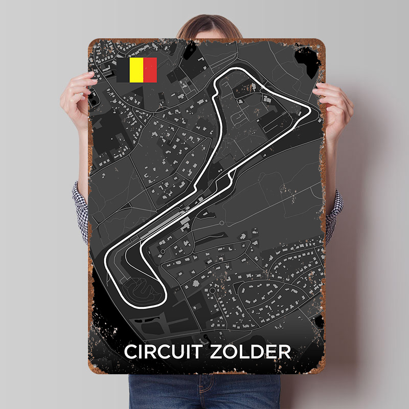 Mapa de Circuito Zolder em Met - Custom Map Poster avaliação e preço